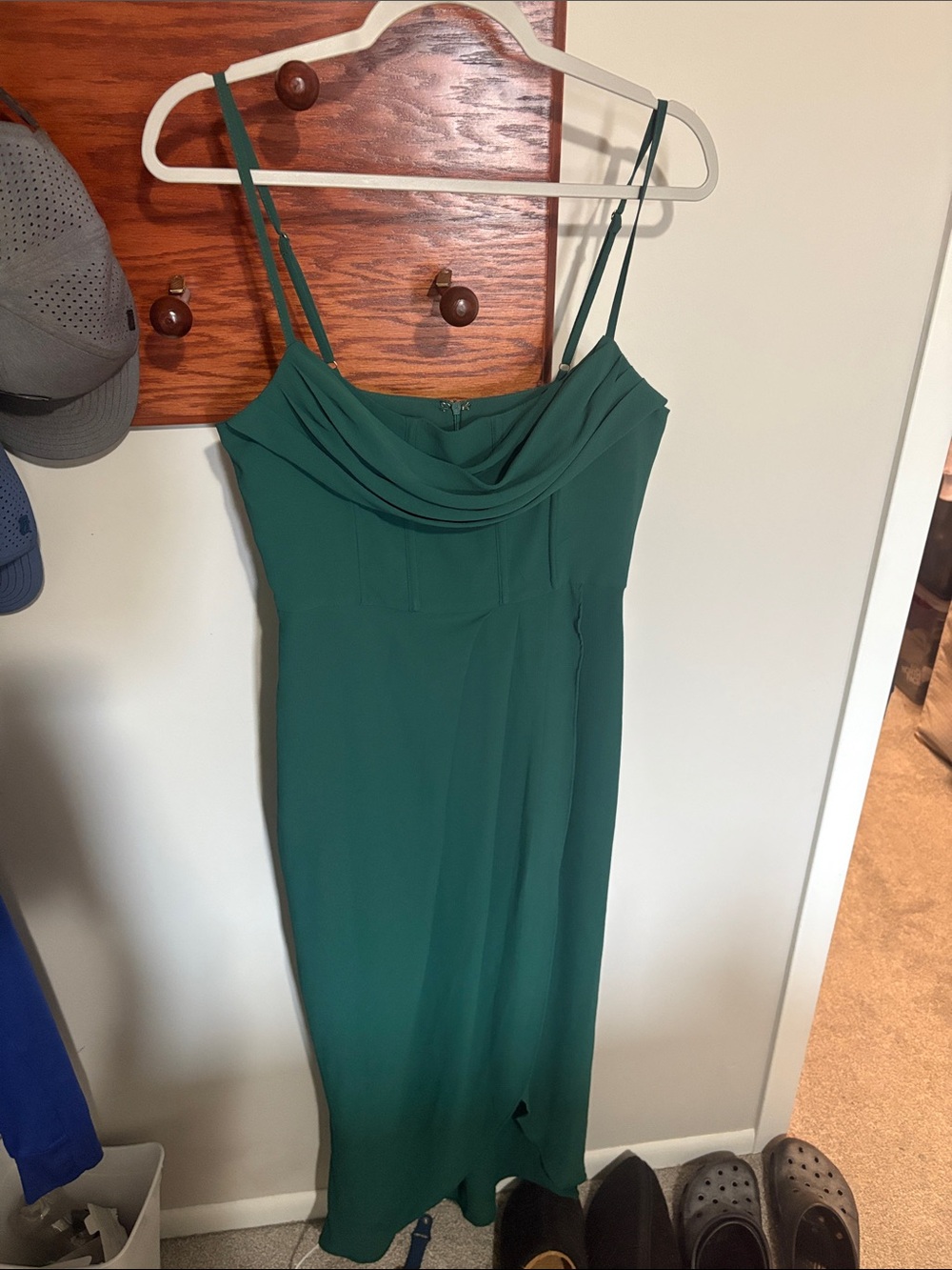 Showpo Forrest Green High low corset dress.